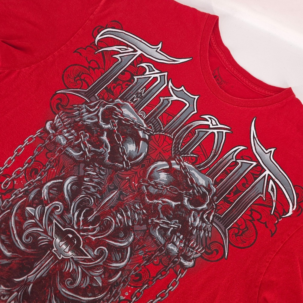 Vintage Tapout Dual Skulls Gothic 90s T-Shirt Men XL MMA Rib Cage Graphic Y2K